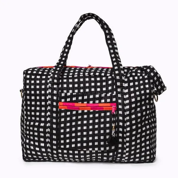 KIKOONI KIKOONI handgefertigte große Reisetasche TRAVELER BAG, "happy checks" black, – Produktbild 4 von 4