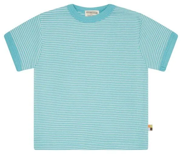 loud + proud loud + proud Babys & Kinder T-Shirt Streifen, GOTS-zertifiziert, Cyan(blau), – Produktbild 1 von 2