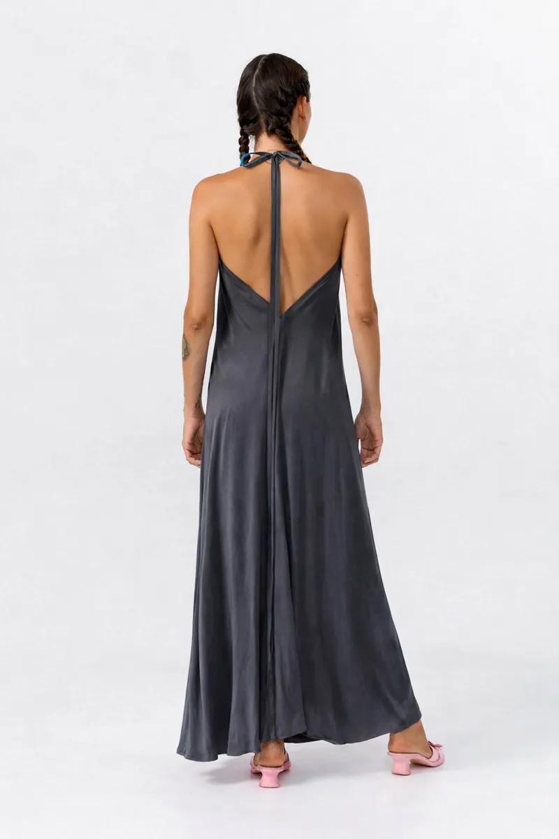 SUITE13LAB SUITE13LAB Damen vegan Kleid Mp Lang Dunkelgrau, Dunkelgrau, – Produktbild 2 von 2