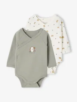 Vertbaudet 2er-Pack Baby Wickelbodys langarm salbei – Produktbild 1 von 1
