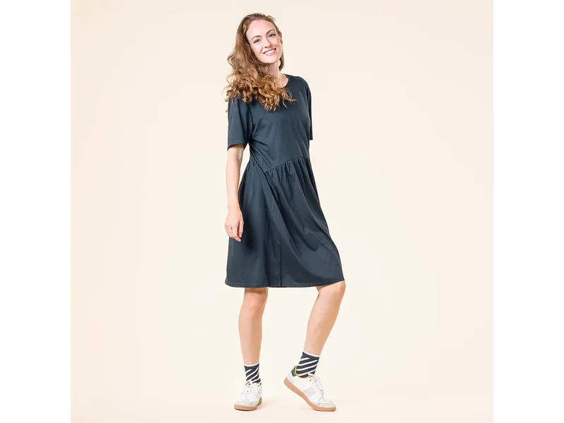 Living Crafts Living Crafts Bio-Damen-Midi-Kleid "ONIKA" mit Rundhalsausschnitt, Ink blue, – Produktbild 2 von 6