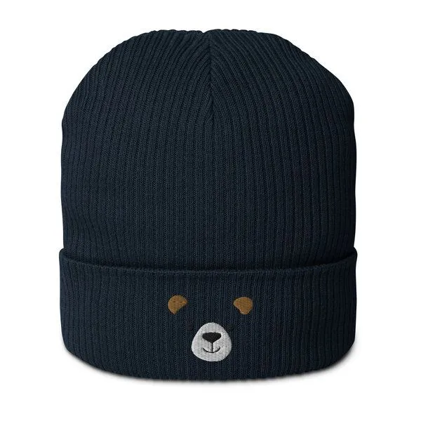 PepMelon Bärengesicht Bio-Rippmütze, Navy blau, – Produktbild 1 von 4
