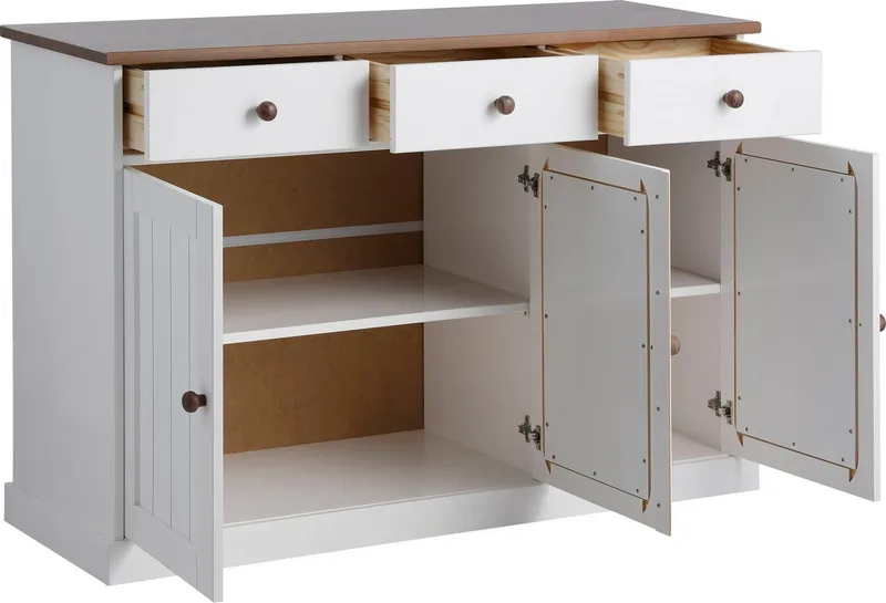 Inter Link Kommode Westerland Kiefer Massivholz, FSC, Sideboard, Anrichte im Landhausstil, BxTxH: 131 x 45 x 86 cm, Weiß, – Produktbild 5 von 5