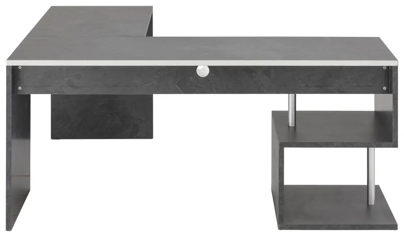 Home affaire Eckschreibtisch Esse, Schreibtisch im modernen Design, mit oder ohne Monitoraufsatz Breite 180/160 cm, "Made in Italy", Grau, – Produktbild 3 von 4