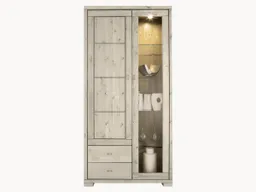 Vitrine "Mascella" | H204xB59xT43 cm | weiß-lasiert | Schmal mit Holztür – Produktbild 1 von 1
