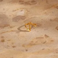 ELEKTROPULLI Größenverstellbarer LONG WAVE Ring ca. Ø 17 - 19mm von Elektropulli, Gold, – Produktbild 1 von 1