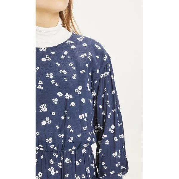 KnowledgeCotton Apparel KnowledgeCotton Apparel Maxikleid Fleur mit Blumenmuster aus Lenzing EcoVero, Blau (total eclipse), – Produktbild 2 von 2