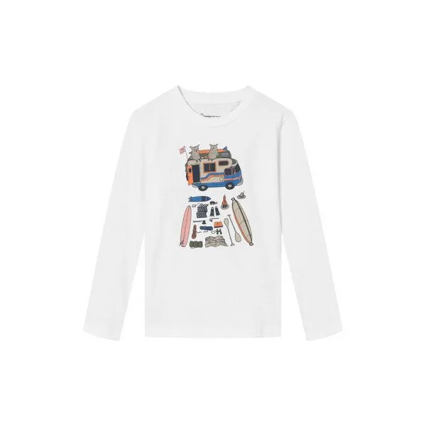 KnowledgeCotton Apparel KnowledgeCotton Apparel Kinder Langarmshirt ROAD TRIP aus Bio-Baumwolle, Weiß (bright white), – Produktbild 1 von 2
