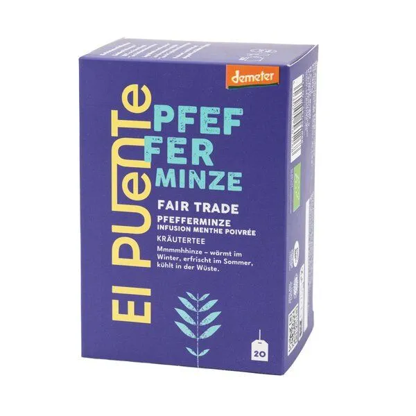 El Puente El Puente Demeter Bio-Kräutertee-Beutel Pfefferminze | Fair Trade | Bio-zertifiziert | Vegan | Glutenfrei, Mehrfarbig, – Produktbild 1 von 4