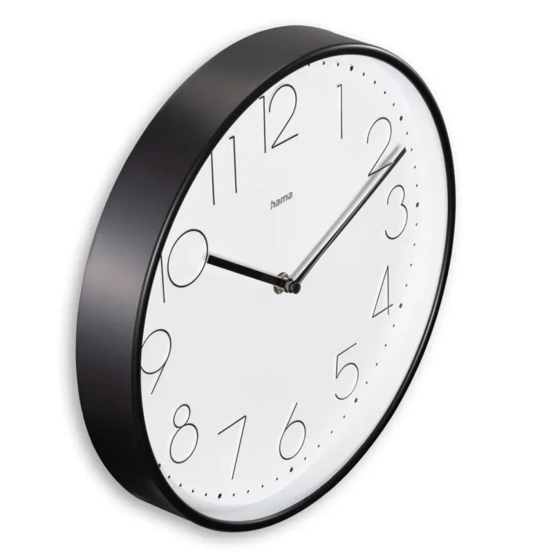 Hama Hama Wanduhr "Korsika", Ø 30 cm, ohne Ticken, Schwarz/weiß, – Produktbild 2 von 3