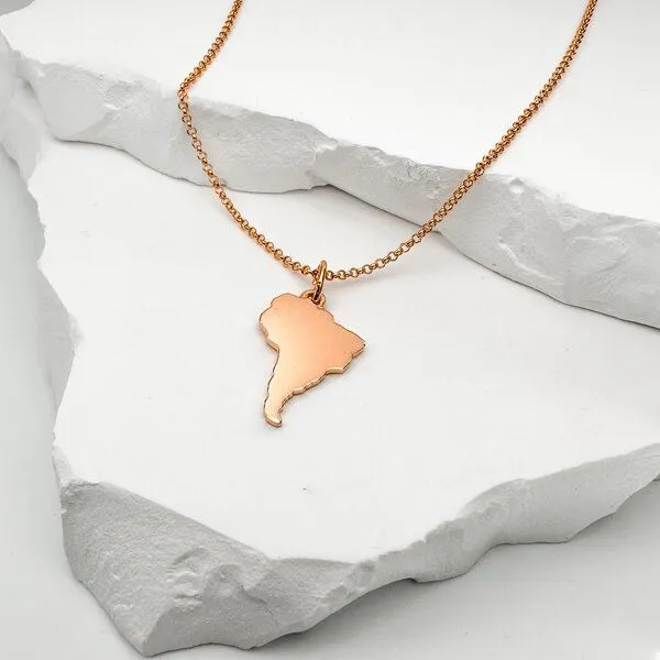 MOANINA MOANINA Kette Südamerika Kontinent - 925 Silber/18k Gold Vermeil - 3 Längen, Rose, – Produktbild 2 von 4
