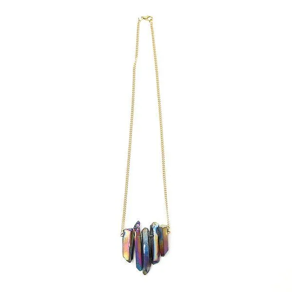 Crystal and Sage Crystal and Sage Regenbogenquarz Collier mit vergoldeter Panzerkette – Produktbild 2 von 4