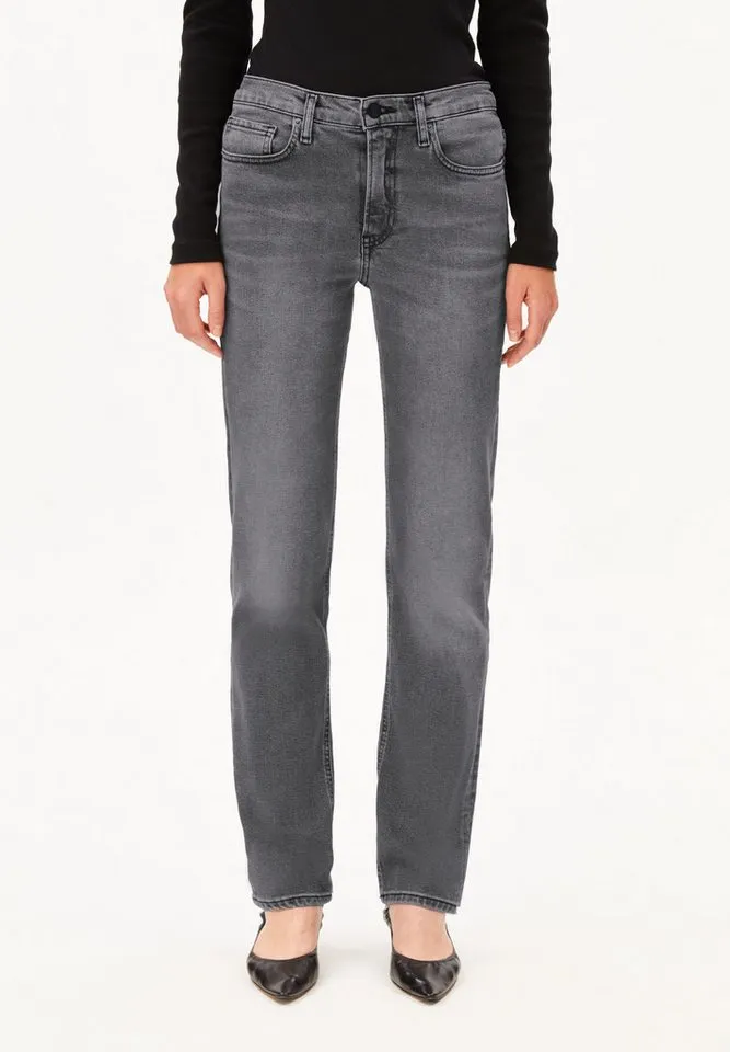 ARMEDANGELS ARMEDANGELS Straight-Jeans CARENAA Jeans aus recyceltem Baumwoll-Mix (Comfort-Stretch, Slim Fit) Mid waist, Grau, – Produktbild 1 von 5
