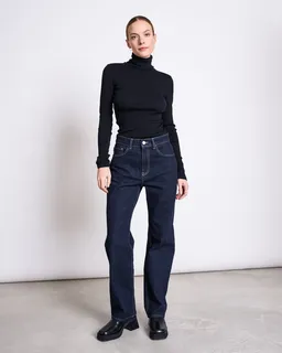 JAN N JUNE JAN 'N JUNE Damen vegan Jeans Hohe Taille Vilca Dunkelblau – Produktbild 1 von 1