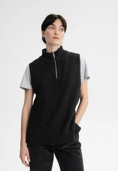 MELA Rollkragen Strick Pullunder GAMINI | von MELA | Fairtrade & GOTS zertifiziert, Schwarz, – Produktbild 1 von 4