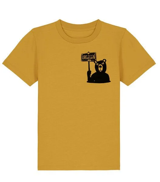 päfjes päfjes Der Bär ist DAGEGEN! Du auch? - Kinder T-Shirt aus Baumwolle Fair - Siebdruck, Ochre (gelb), – Produktbild 1 von 3