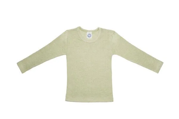 Cosilana Cosilana Bio-Langarmshirt in Rippstruktur aus Seide/Wolle/Baumwolle, Hellgrün, – Produktbild 1 von 2