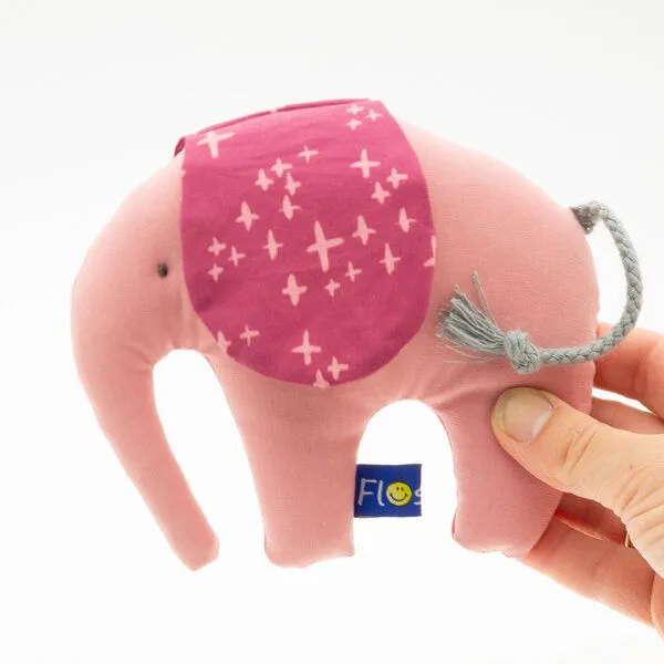 Flosinn Flosinn Knistertier Baby Kleiner Elefant Bio-Greifling, Rot-rose, – Produktbild 1 von 4