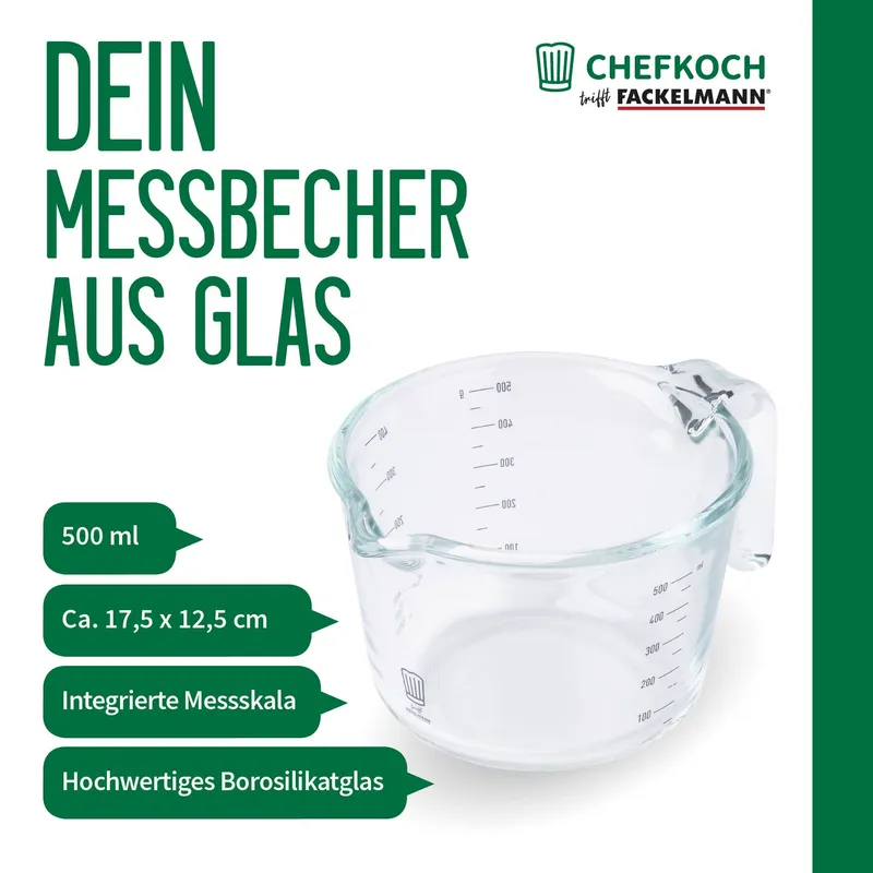 Chefkoch trifft Fackelmann Chefkoch trifft Fackelmann Messbecher Alles aus Glas, 500ml – Produktbild 3 von 3