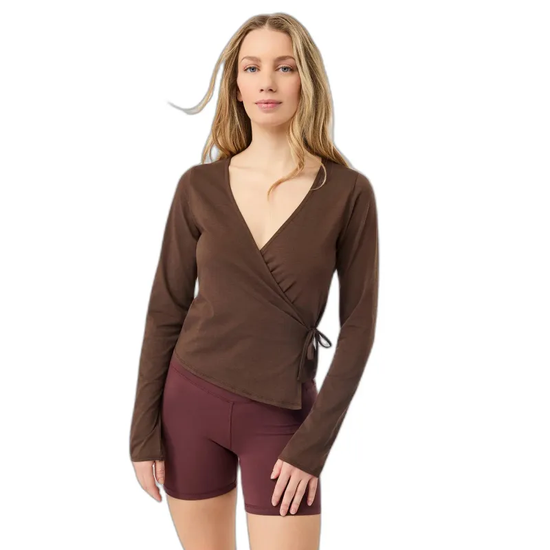 mandala Langarmshirt mit Wickelausschnitt für Damen Mandala New Wrap, Marron, – Produktbild 1 von 1