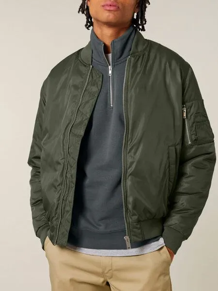 Human Family Human Family Basic Unisex Bomberjacke aus recyceltem Polyester, Khaki, – Produktbild 1 von 4