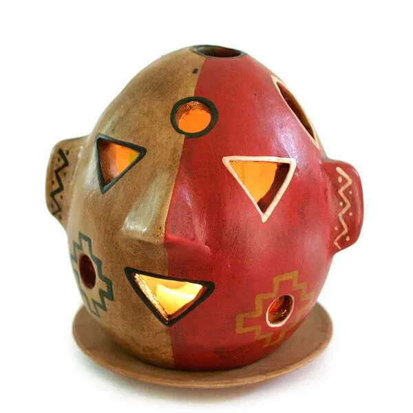 Mitienda Shop Mitienda Shop Windlicht aus Keramik "Maske" – Produktbild 1 von 2
