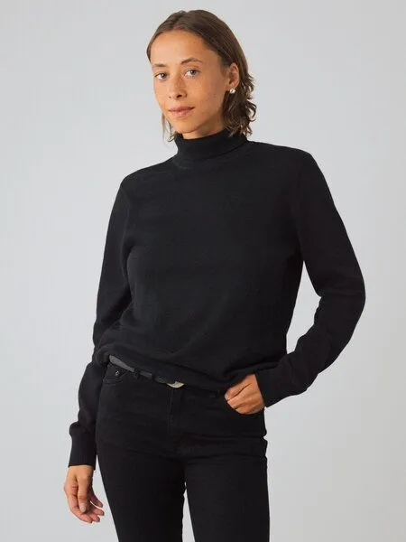 Honest Basics Honest Basics Damen Rollkragenpullover aus 100% Bio-Baumwolle, Black, – Produktbild 1 von 4