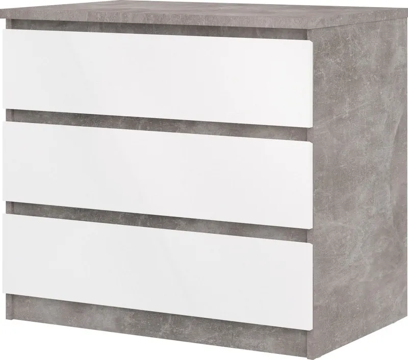 Home affaire Kommode Naia - 3 Schubladen mit griffloser Front, Made in Denmark (Breite: 77 cm, mehrere Farben), Viel Stauraum, zeitloses & skandinavisches Design, Metallgleiter, Grau, – Produktbild 4 von 5