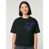 Kultgut Kultgut Artdesign - Biofair- Boxistyle Shirt / Blue Flower, Schwarz, – Produktbild 1 von 1