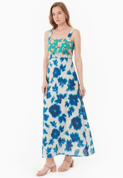 ORGANICATION ORGANICATION Kleid aus Bio-Baumwoll-Voile mit Blumenmuster, Blurry flowers, – Produktbild 2 von 4