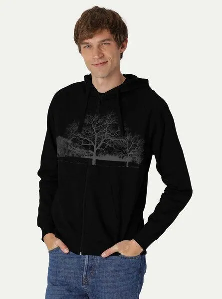Peaces.bio - handbedruckte Biomode Peaces.bio - handbedruckte Biomode Zip-Hoodie Landscape Herren, Schwarz, – Produktbild 2 von 2