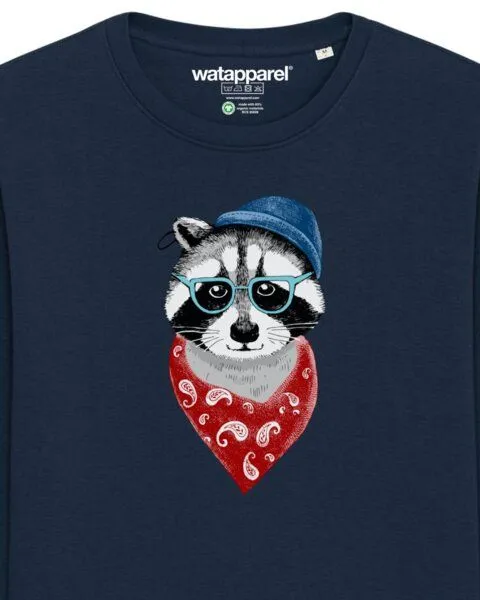 watapparel watapparel Sweatshirt Unisex Waschbär, French navy, – Produktbild 3 von 4
