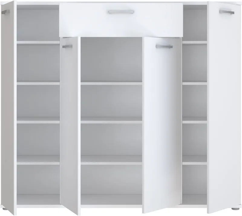 FORTE Kommode Kombikommode, Stauraum, Einlegeböden verstellbar, B/H/T ca.140/120/34 cm, viel Stauraum, PEFC zertifiziert, Weiß, – Produktbild 4 von 5