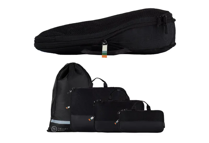 TRAVEL DUDE TRAVEL DUDE Packing Cubes mit Kompression aus recycelten Plastikflaschen, Schwarz, – Produktbild 1 von 8