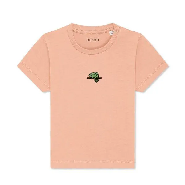 LIGARTI LIGARTI Babyshirt - Mareike das Chamäleon, Pfirsich, – Produktbild 1 von 3
