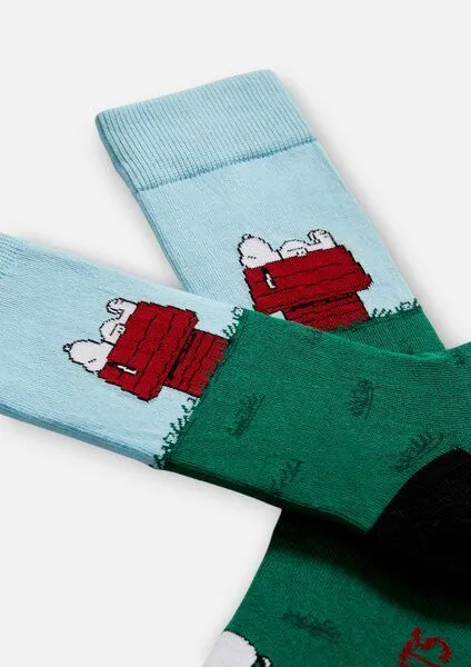BeSocks BeSocks Bio-Tennissocken - Snoopy auf dem Haus, Farbe grün blau – Produktbild 3 von 3