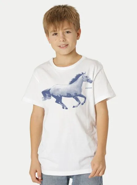Peaces.bio - handbedruckte Biomode Peaces.bio - handbedruckte Biomode Bio-Kinder T-Shirt Horsepower, Weiß, – Produktbild 2 von 2