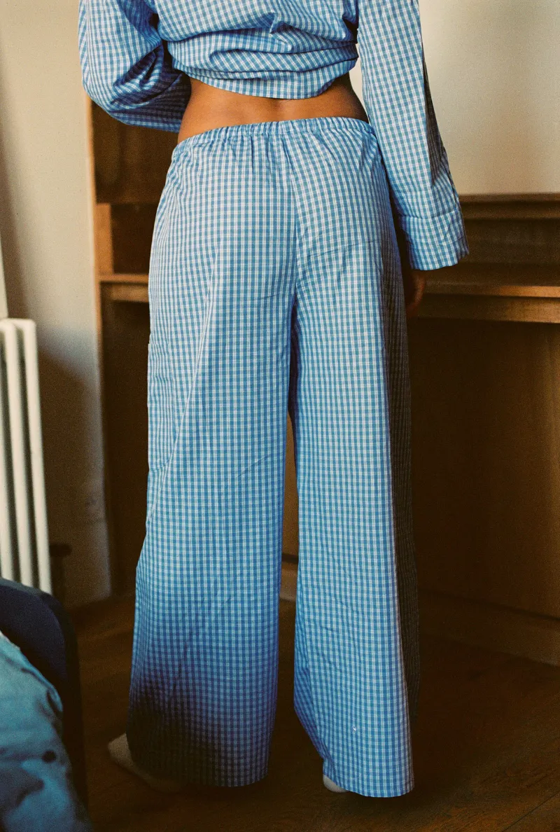 Nénés Nénés Damen vegan Hose Diana Kariert Blau, Blau, – Produktbild 1 von 2