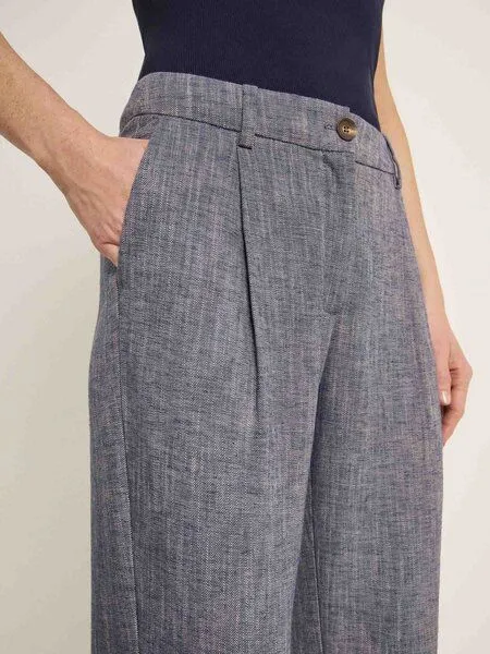 LANIUS LANIUS Hose mit Bundfalte (GOTS) aus Bio-Baumwolle und Leinen, Dark blue melange, – Produktbild 3 von 4