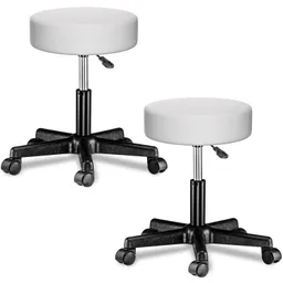 Casaria® Rollhocker Kunstleder 2er-Set Weiß 360° drehbar – Produktbild 1 von 1