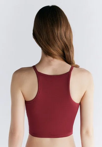 Leela Cotton Leela Cotton Damen Crop Tops Bio-Baumwolle mit integriertem Bustier Sport BH, Rosarot, – Produktbild 3 von 4