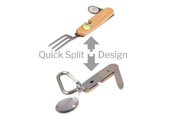 Cameleon Pack Cameleon Pack Kinder Outdoor und Camping Besteck aus Buchenholz und Edelstahl incl. Taschenmesser Lupe und Karabiner – Produktbild 4 von 4
