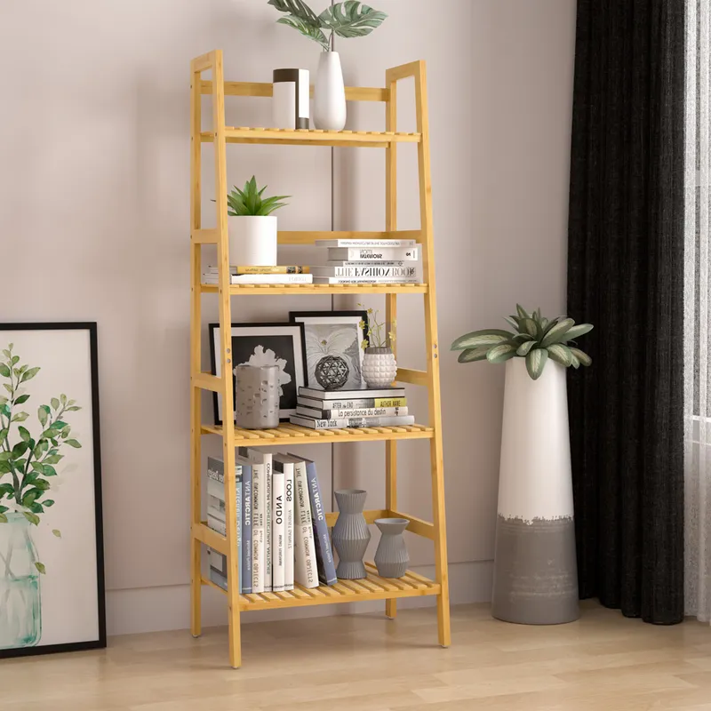 Casaria® Standregal Bambus 123x48x32cm, Braun, – Produktbild 2 von 2