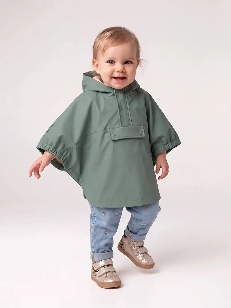 Vertbaudet Vertbaudet Baby Regenponcho mit Fleecefutter, Grün, – Produktbild 2 von 3