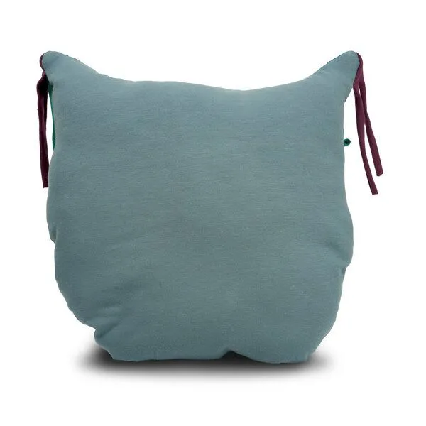 HANDGEDRUCKT Kissen HANDGEDRUCKT Eule, Taubenblau, – Produktbild 3 von 4