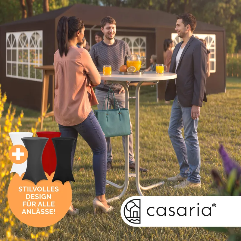 Casaria® Stehtisch Weiß 110x80cm + Stehtischhusse Grau Ø80cm – Produktbild 2 von 2