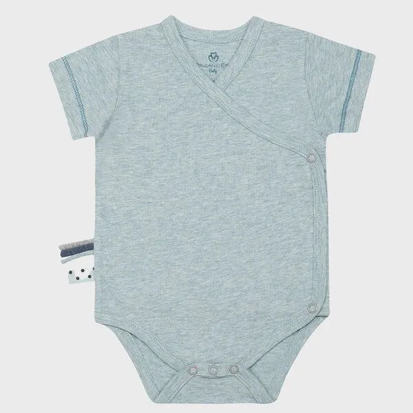 OrganicEra Baby S/S Kimono Body 'OrganicEra' aus Bio-Baumwolle, Aqua melange (grün), – Produktbild 2 von 3