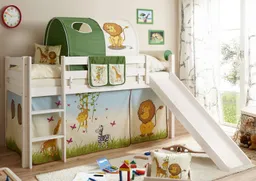 TICAA TICAA Hochbett Manuel mit Rollrost, Kiefer massiv, Tunnel kann separat bestellt werden – Produktbild 1 von 1