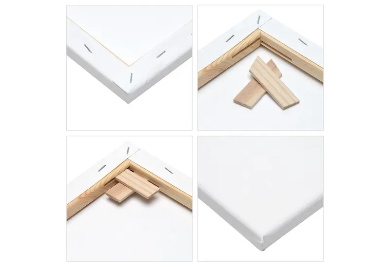Artina Keilrahmen Akademie Leinwand, 20x30cm, Weiß, 5er Set, FSC, 100% Baumwolle, Canvas, 280 g/m², vorgrundiert, Galerieheftung & gefaltet, Weiß, – Produktbild 5 von 5