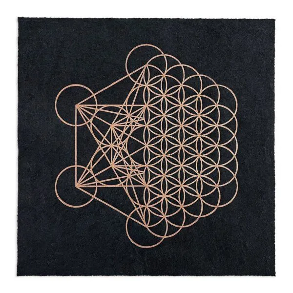 Veskor Cassiopeia Veskor Cassiopeia METAFLOWER Heilige Geometrie Linoldruck | 35 × 35 cm | Kupfer auf Schwarz – Produktbild 1 von 4